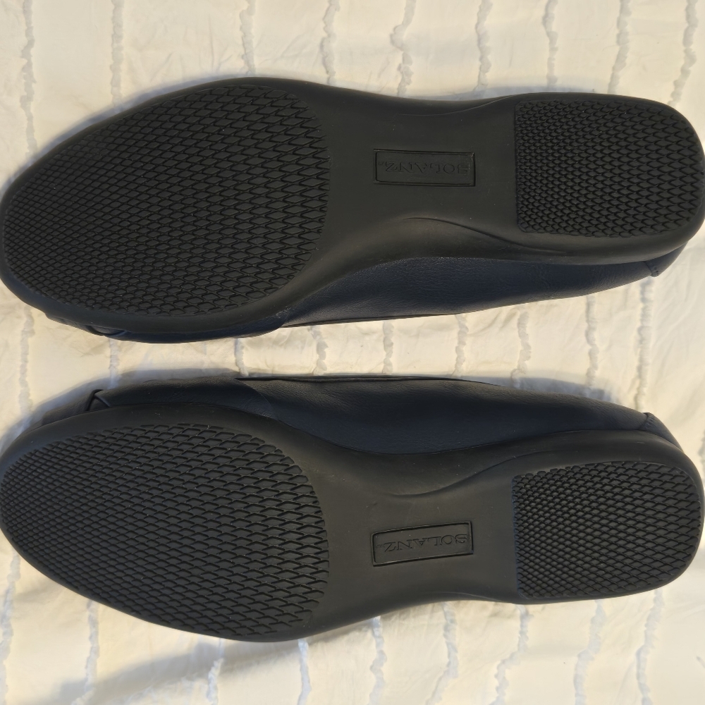 Solanz Womens Cameron Ballet Flats Navy Blue 7W - Picture 7 of 7